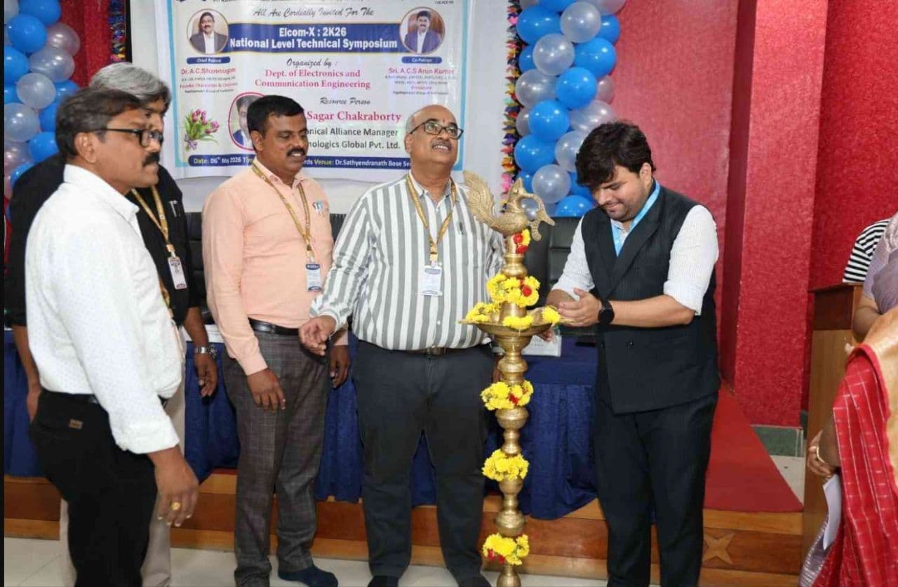 Technologics Global at the Elcom-X 2026 National Level Technical Symposium lamp-lighting, Rajarajeswari College of Engineering