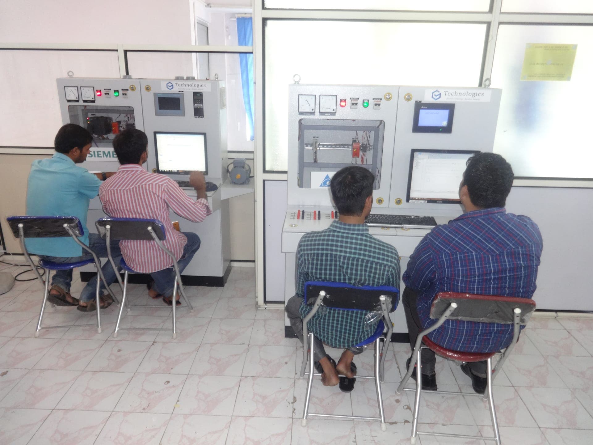 Women students in PLC and SCADA training at the Technologics Global Schneider and ABB lab