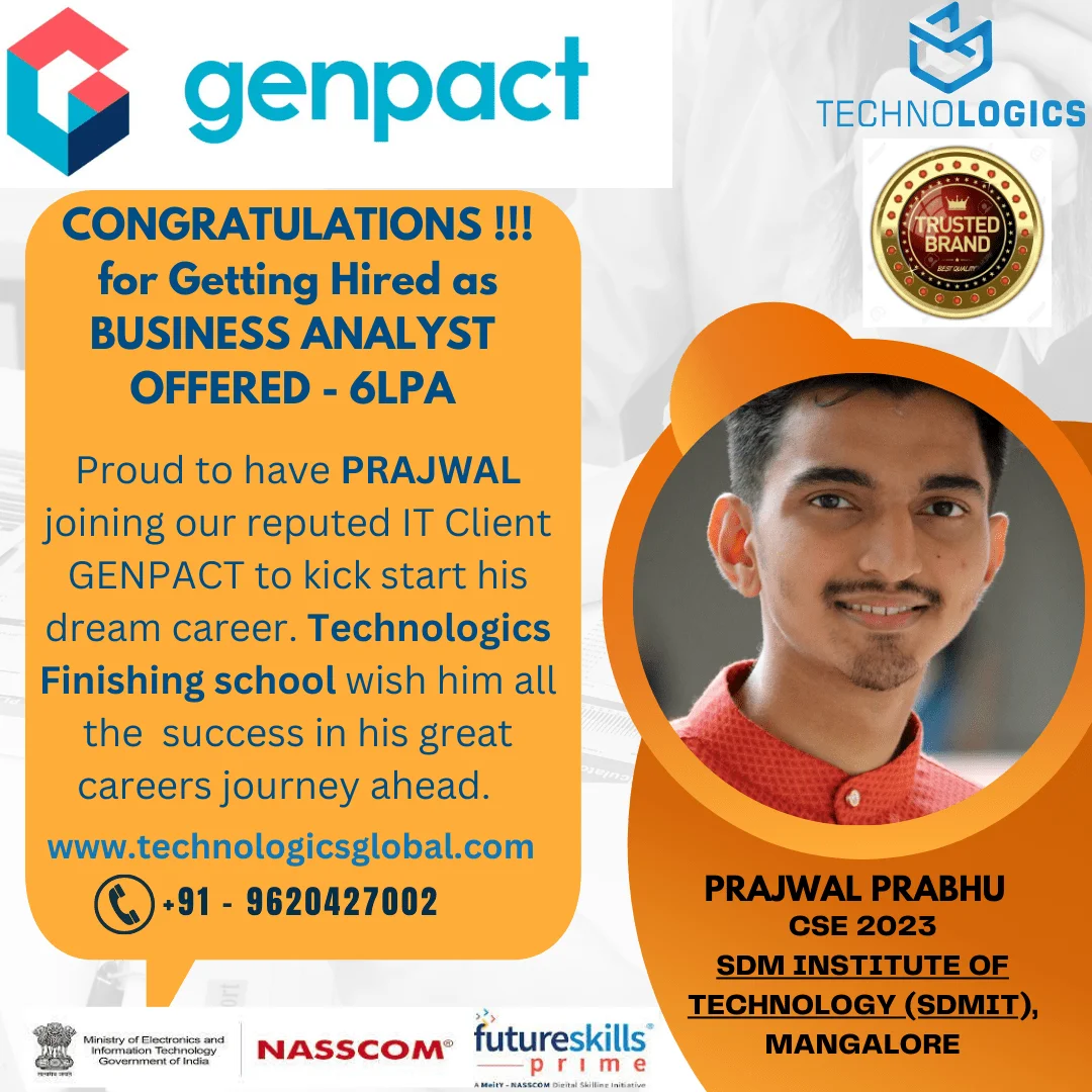 Prajwal Prabhu placed at Genpact — 6 LPA